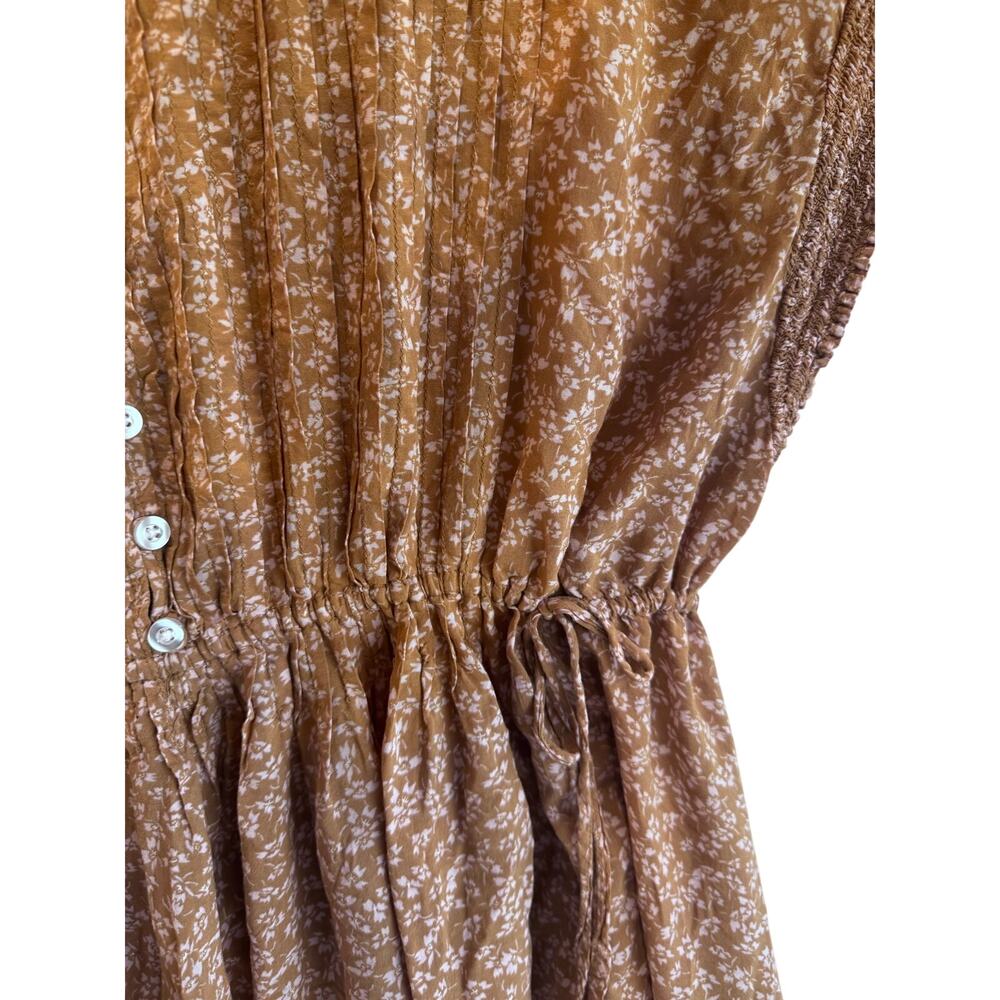 Free People Floral Mini Dress Boho Peasant adjustable pockets M cottagecore - Picture 5 of 9